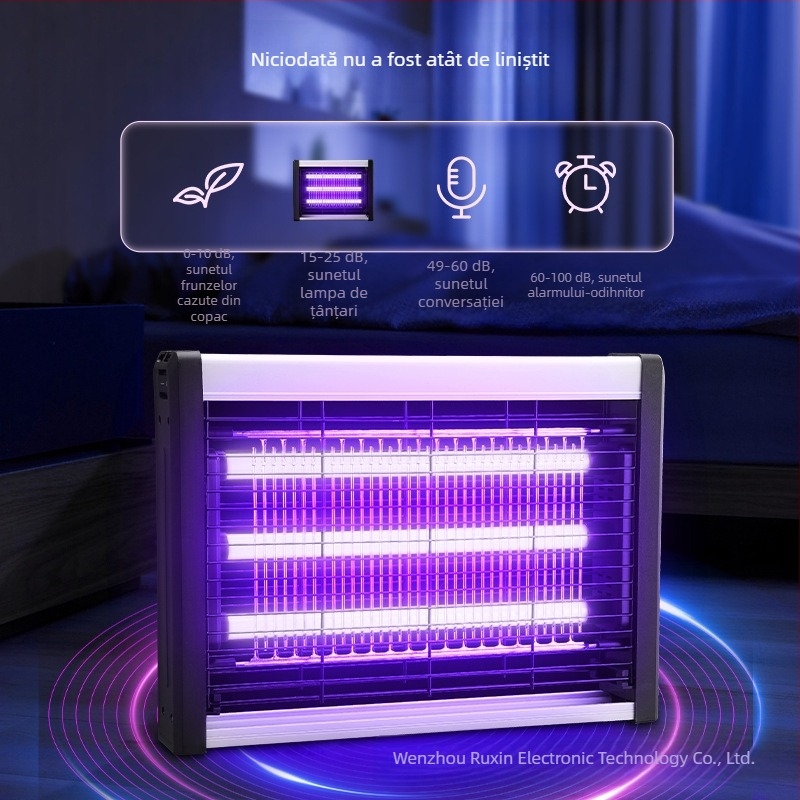 Lampă LED pentru țânțari, montaj pe perete, acoperire 61㎡+, șoc electric