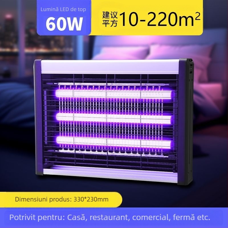 Lampă LED pentru țânțari, montaj pe perete, acoperire 61㎡+, șoc electric