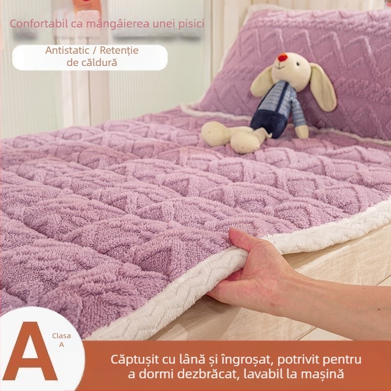 Set de lenjerie de pat pentru pat single, fleece de lapte, trei piese, coral fleece
