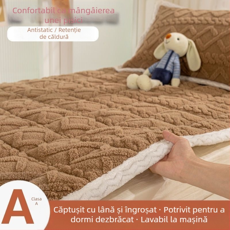 Set de lenjerie de pat pentru pat single, fleece de lapte, trei piese, coral fleece