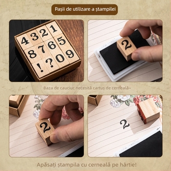 Xiami Set ștampile din lemn pentru jurnal – lună și săptămână, tehnică de imprimare