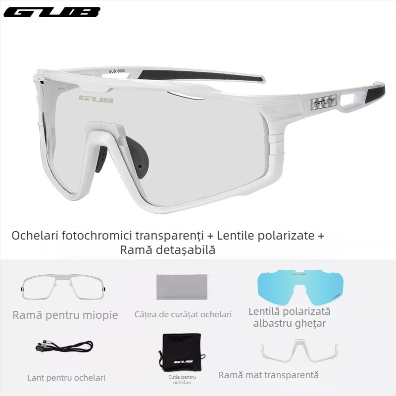 GUB 8000 ochelari de ciclism polarizați, rezistenți la vânt, zi-noapte, lentile interschimbabile
