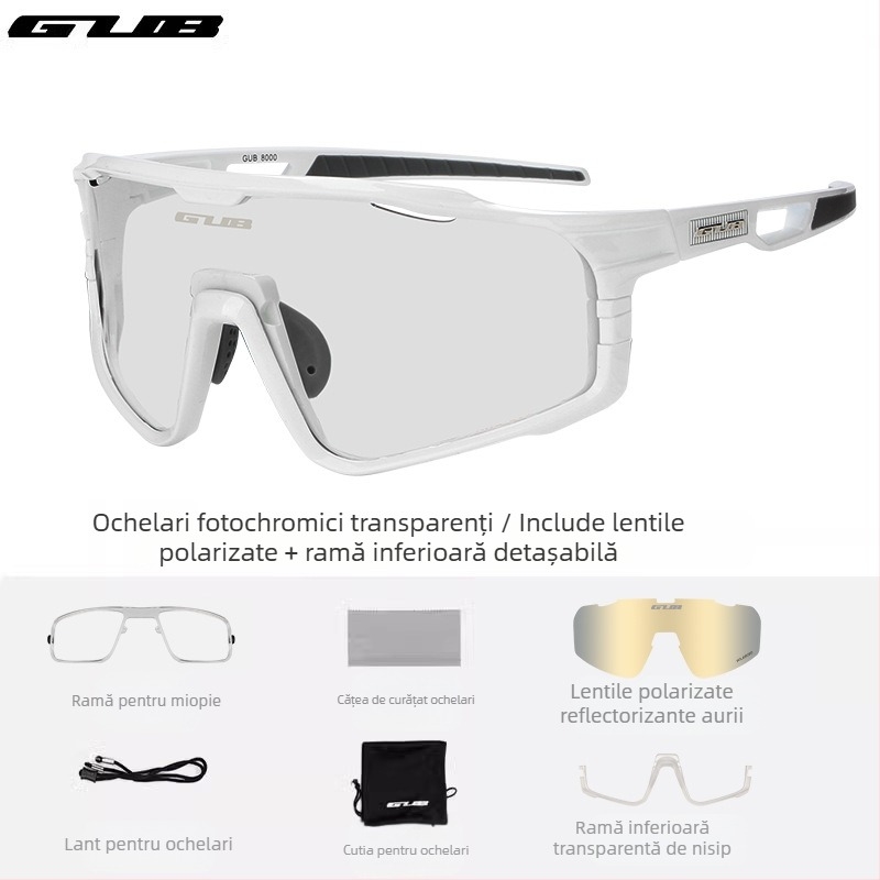 GUB 8000 ochelari de ciclism polarizați, rezistenți la vânt, zi-noapte, lentile interschimbabile