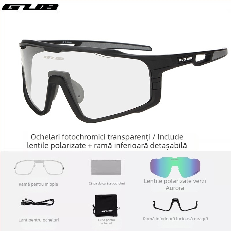 GUB 8000 ochelari de ciclism polarizați, rezistenți la vânt, zi-noapte, lentile interschimbabile