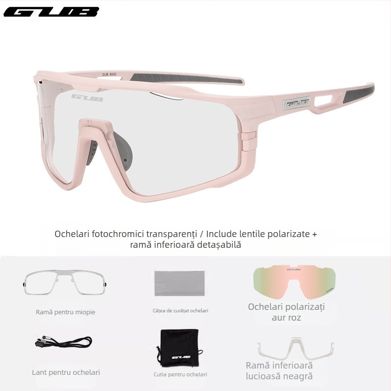GUB 8000 ochelari de ciclism polarizați, rezistenți la vânt, zi-noapte, lentile interschimbabile