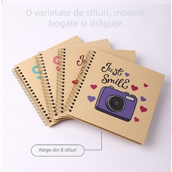 Carte de înregistrare a creșterii bebelușului – Album foto DIY, Legare spirală, Copertă din hârtie craft, 20 de pagini, Brand Guyoo