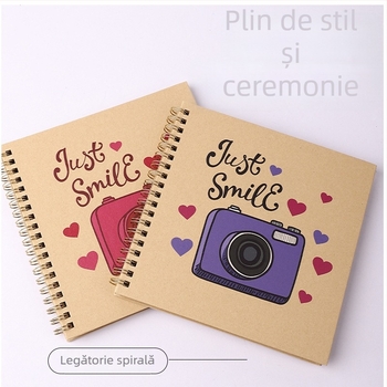 Carte de înregistrare a creșterii bebelușului – Album foto DIY, Legare spirală, Copertă din hârtie craft, 20 de pagini, Brand Guyoo