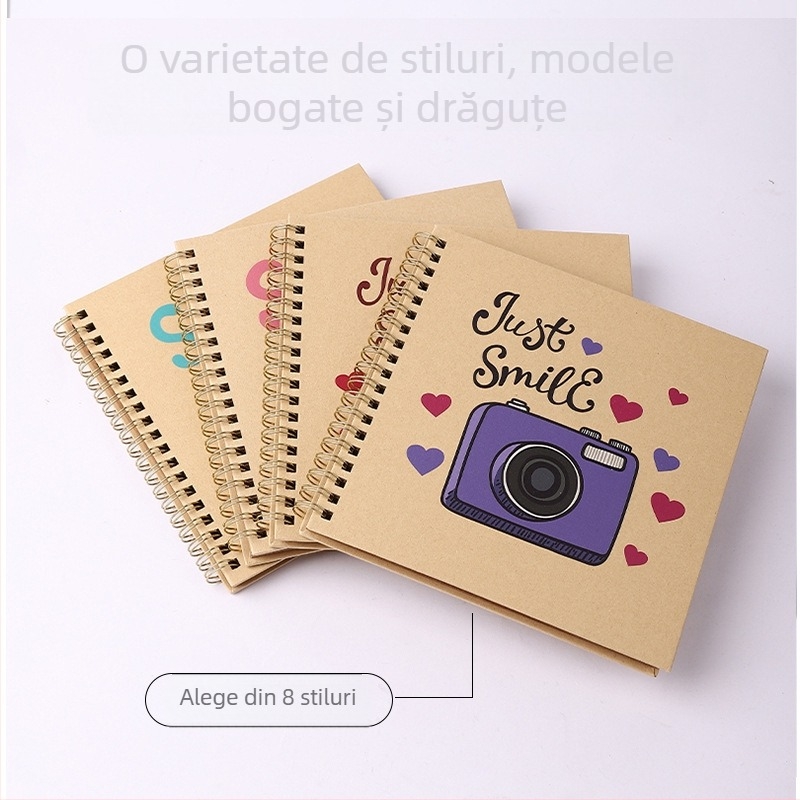 Carte de înregistrare a creșterii bebelușului – Album foto DIY, Legare spirală, Copertă din hârtie craft, 20 de pagini, Brand Guyoo