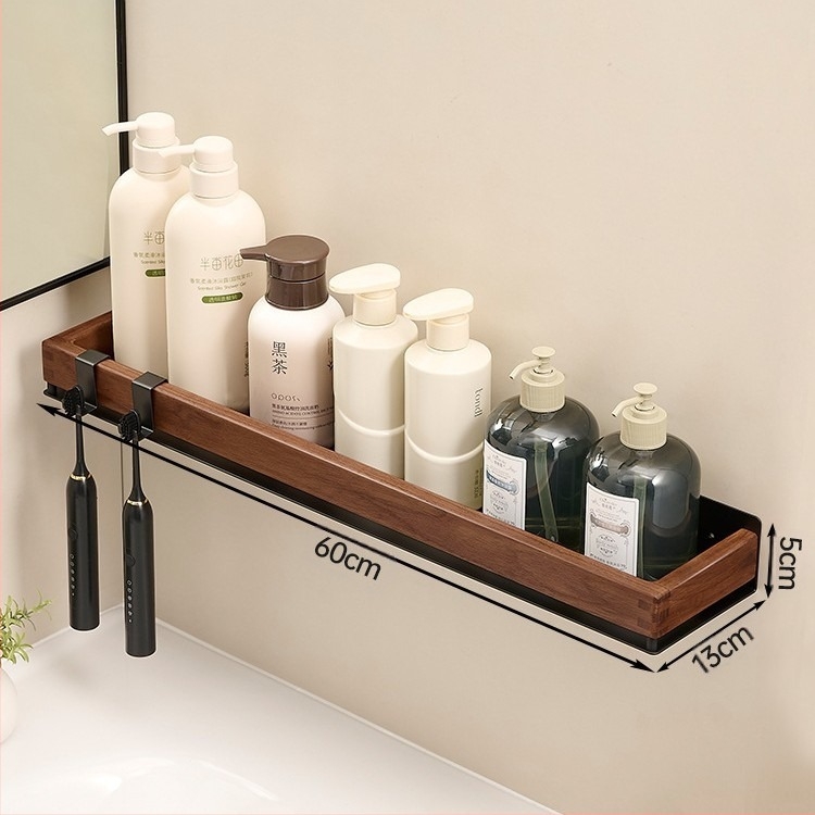 Raft de baie montat pe perete din aluminiu aerospațial, finisaj lacuit, un singur nivel, stil minimalist modern, capacitate de încărcare aproximativ 15 kg