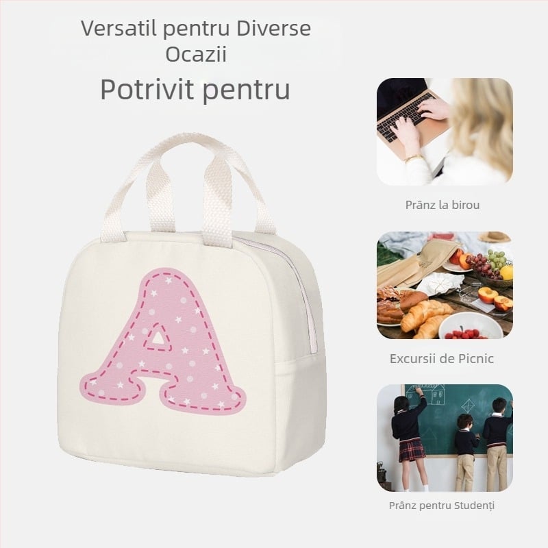 Geantă de prânz izolantă din Oxford, model C80501, cu desen animat, capacitate mare, pentru muncă și școală