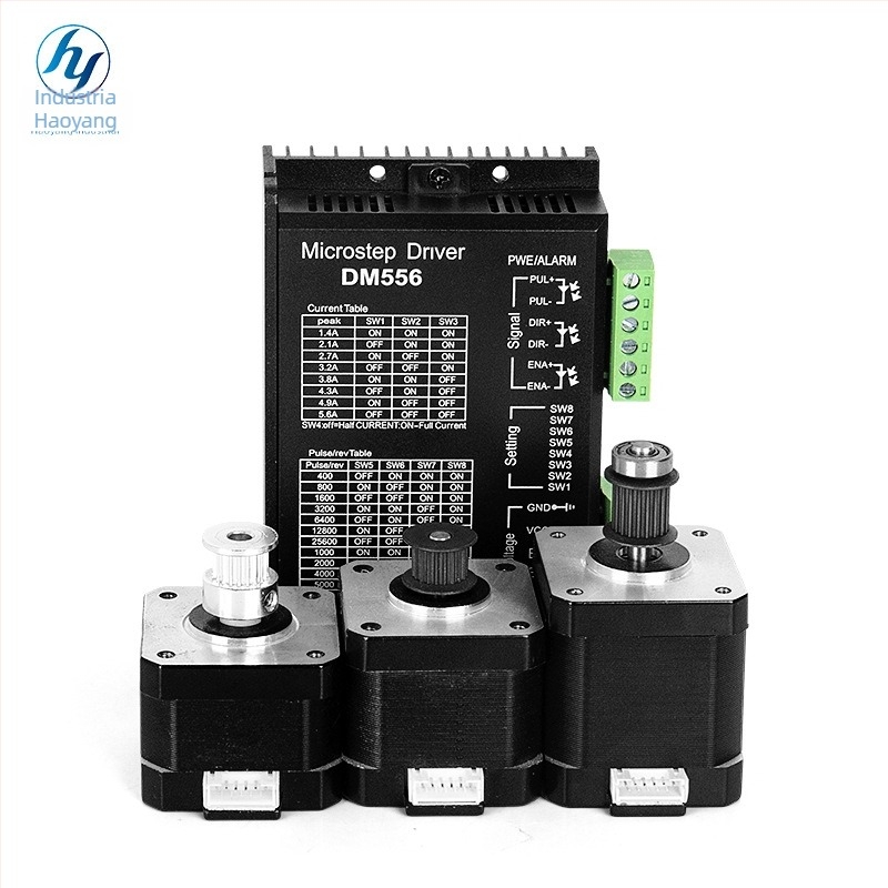 Motor pas cu pas cu angrenaj de 42 dinți, cu angrenaj sincronizat, driver cu două faze pentru patru conductori, pentru echipament de transport, 12–24 V, 1.5–2 A, 1500–2000 rpm, 0.3 N·m