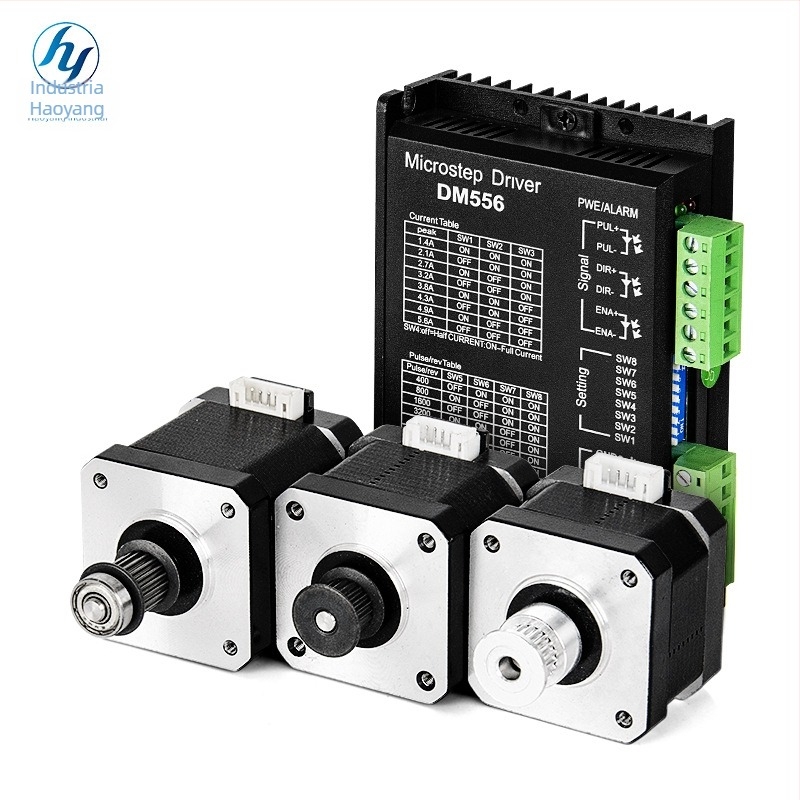 Motor pas cu pas cu angrenaj de 42 dinți, cu angrenaj sincronizat, driver cu două faze pentru patru conductori, pentru echipament de transport, 12–24 V, 1.5–2 A, 1500–2000 rpm, 0.3 N·m