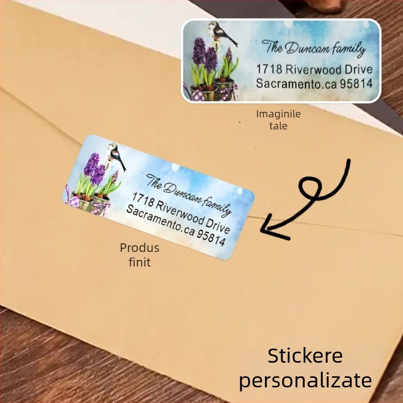 Etichete autocolante personalizate pentru pahare cu ceai cu lapte și etichete pentru ambalare la livrare – logo gata, design PVC autoadeziv; cod produs 6325; personalizare prin fotografie; rezistență la temperaturi 30°C