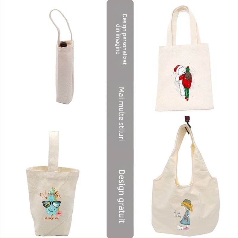 Geantă de pânză personalizabilă, cu fund și laturi, imprimare prin transfer termic