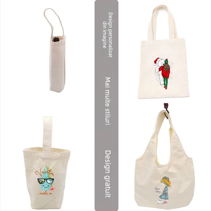 Geantă de pânză personalizabilă, cu fund și laturi, imprimare prin transfer termic