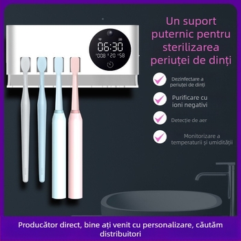 Suport pentru periute de dinți, montat pe perete, din plastic, fără găuri, marca Aipinju