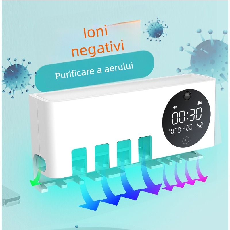 Suport pentru periute de dinți, montat pe perete, din plastic, fără găuri, marca Aipinju