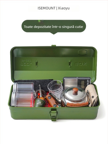 Set de cutii pentru unelte din metal robuste, portabil, pentru camping în aer liber