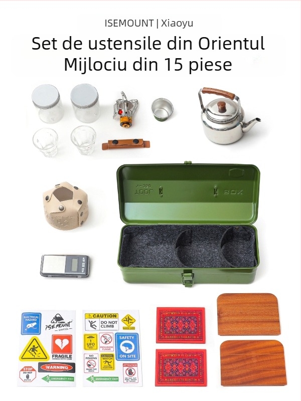 Set de cutii pentru unelte din metal robuste, portabil, pentru camping în aer liber