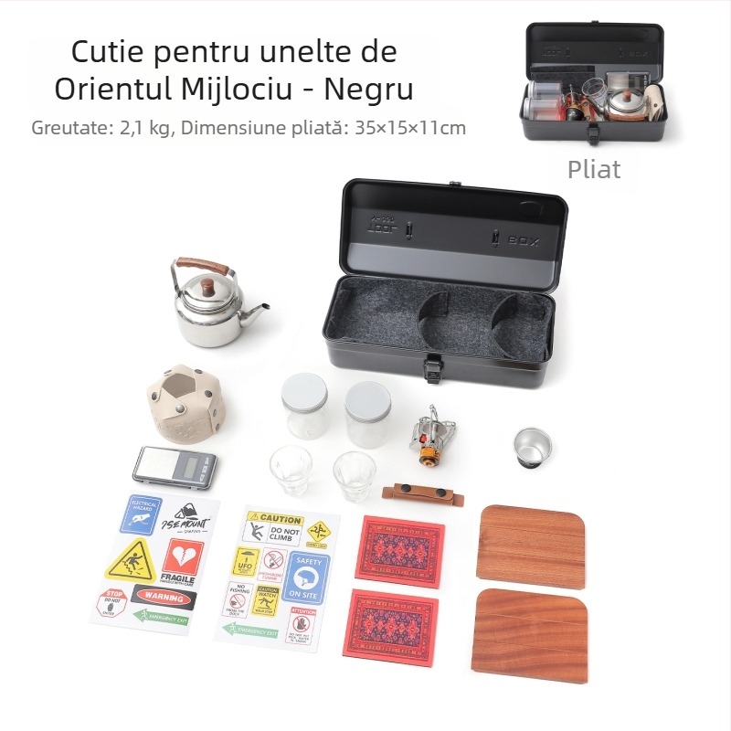 Set de cutii pentru unelte din metal robuste, portabil, pentru camping în aer liber