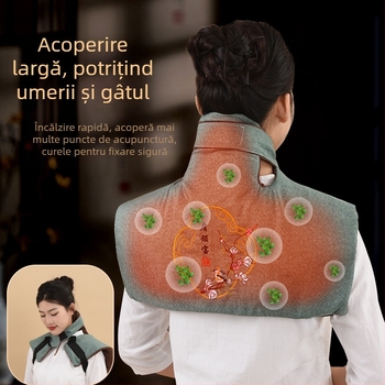 Vestă cu încălzire electrică pentru umeri și gât, material imitație de in, model regulat, Renren ai