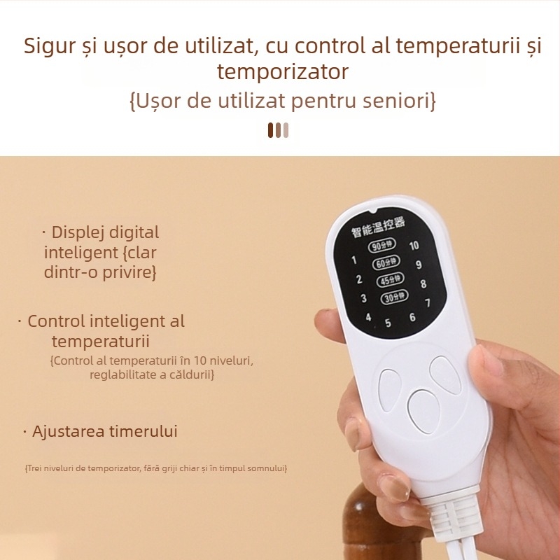 Vestă cu încălzire electrică pentru umeri și gât, material imitație de in, model regulat, Renren ai