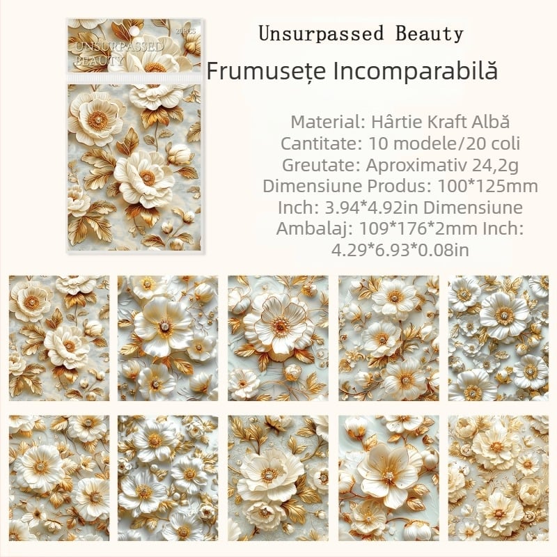 Jurnal, seria Cocoa Style de la Ancient Forest, Rococo retro, Hârtie kraft albă, Tipărit