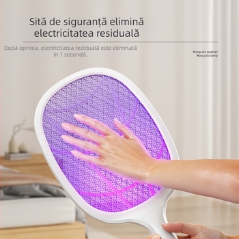 Lovitor electric pentru țânțari cu capcana de lumină și șoc electric; LED, plasă de aluminiu, baterie încorporată ≤500 mAh, acoperire până la 10㎡, reglaj multipas
