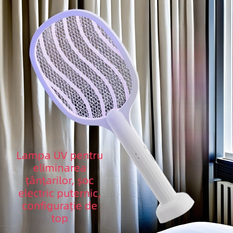 Lovitor electric pentru țânțari cu capcana de lumină și șoc electric; LED, plasă de aluminiu, baterie încorporată ≤500 mAh, acoperire până la 10㎡, reglaj multipas
