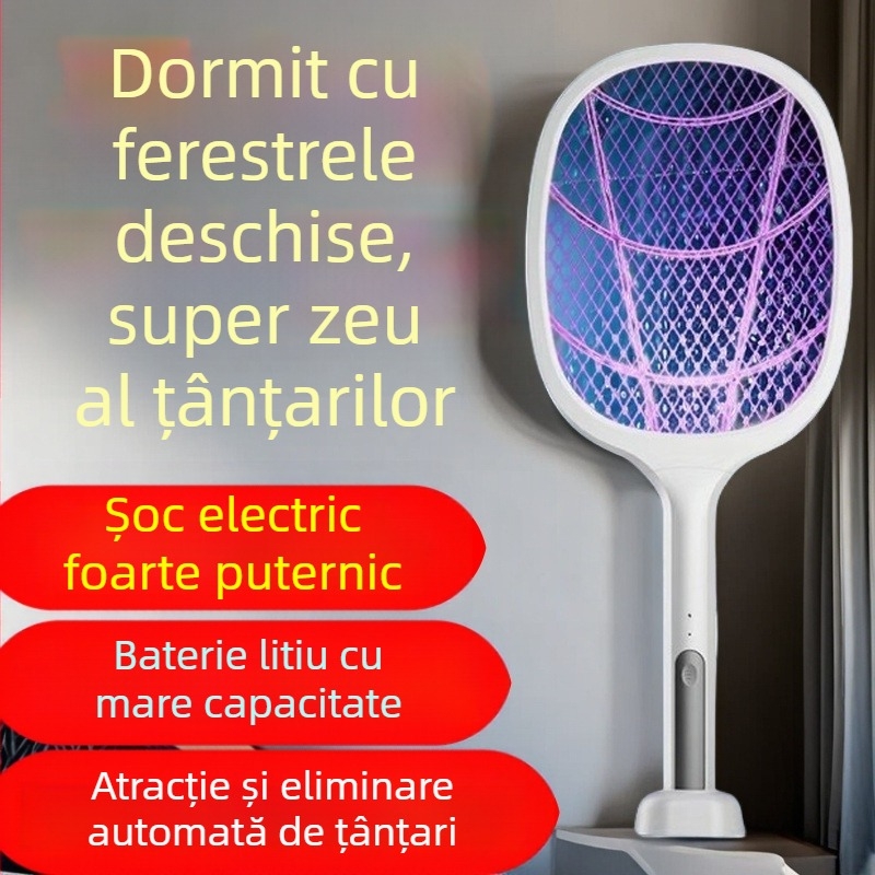 Lovitor electric pentru țânțari cu capcana de lumină și șoc electric; LED, plasă de aluminiu, baterie încorporată ≤500 mAh, acoperire până la 10㎡, reglaj multipas