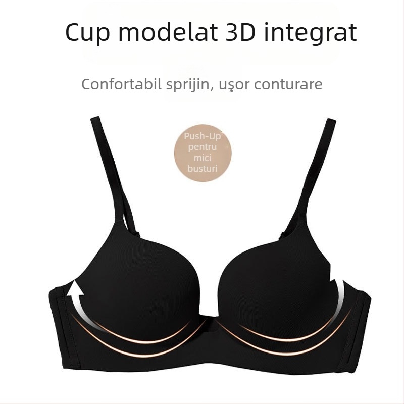 Sutien femei fără sârmă, respirabil, cupă 3/4, din nailon cu căptușeală poliester, închidere spate cu două rânduri de cârlige