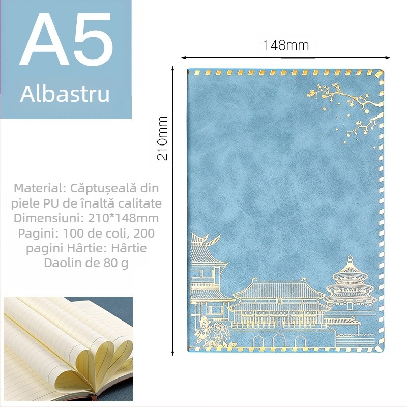 Caiet cu copertă din piele imitata, legare adezivă, Dowling hârtie, 100 pagini