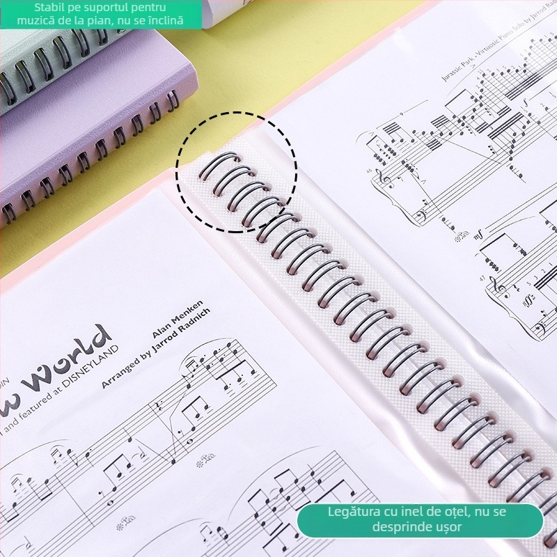 Dosar din plastic pentru partituri de pian cu mai multe pagini, grosime placă 85C, imprimare logo disponibilă