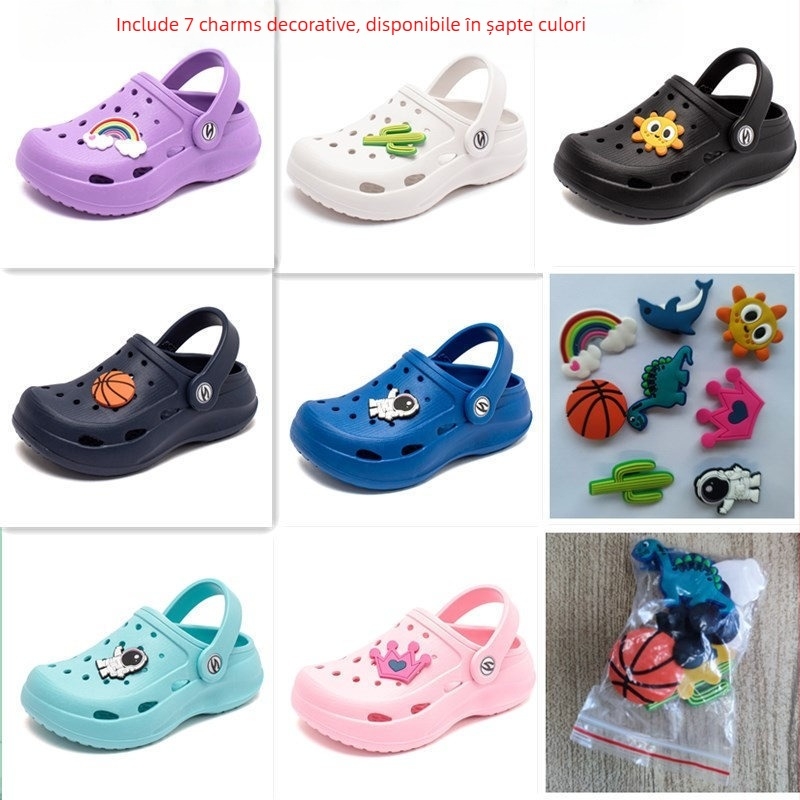 Sandale pentru copii din EVA cu platformă, vârf închis și găuri de ventilație, unisex, 2–9 ani, Hobby Bear