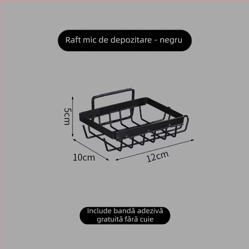 Raft de baie din fier, 2 etaje, montat pe perete prin ventuză, fără găuri, pliabil și reglabil