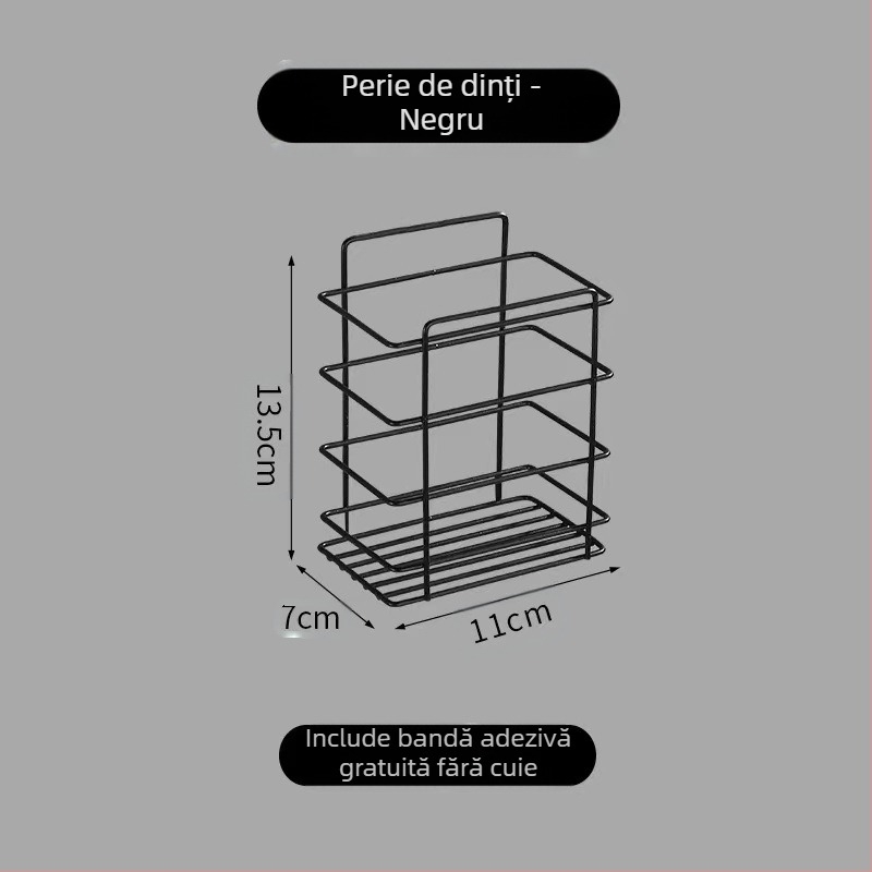 Raft de baie din fier, 2 etaje, montat pe perete prin ventuză, fără găuri, pliabil și reglabil
