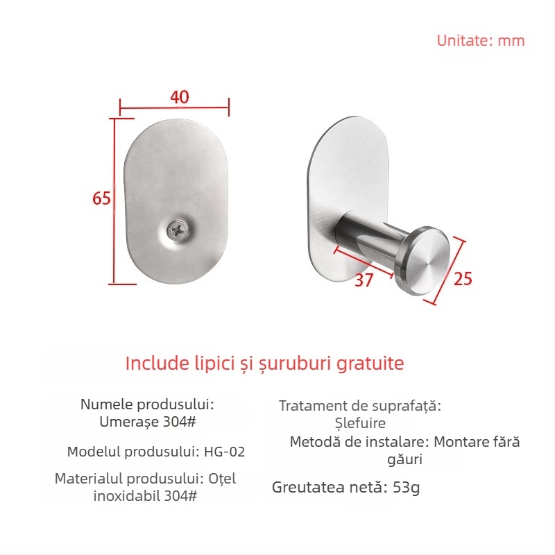 Set baie – oțel inoxidabil 304, instalare fără găuri, stil modern minimalist, Youhonggao