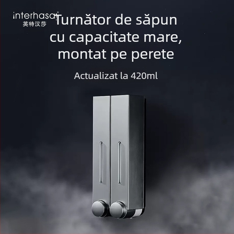 Dozator de săpun și șampon montat pe perete, ABS, acționare prin apăsare, stil modern minimalist, baie și bucătărie, brand British Hansha