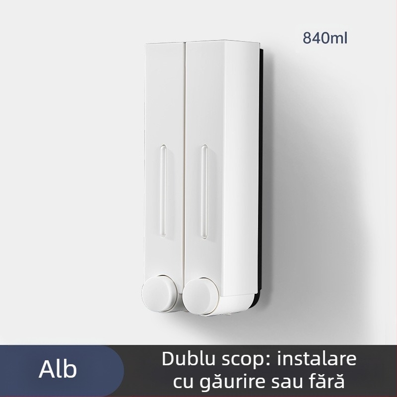 Dozator de săpun și șampon montat pe perete, ABS, acționare prin apăsare, stil modern minimalist, baie și bucătărie, brand British Hansha