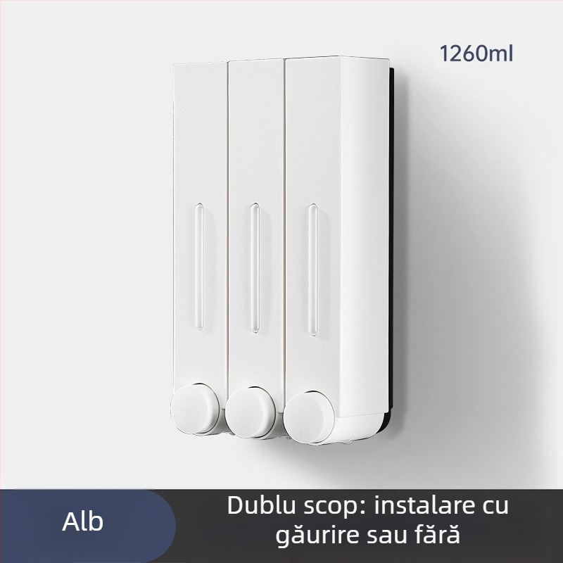 Dozator de săpun și șampon montat pe perete, ABS, acționare prin apăsare, stil modern minimalist, baie și bucătărie, brand British Hansha