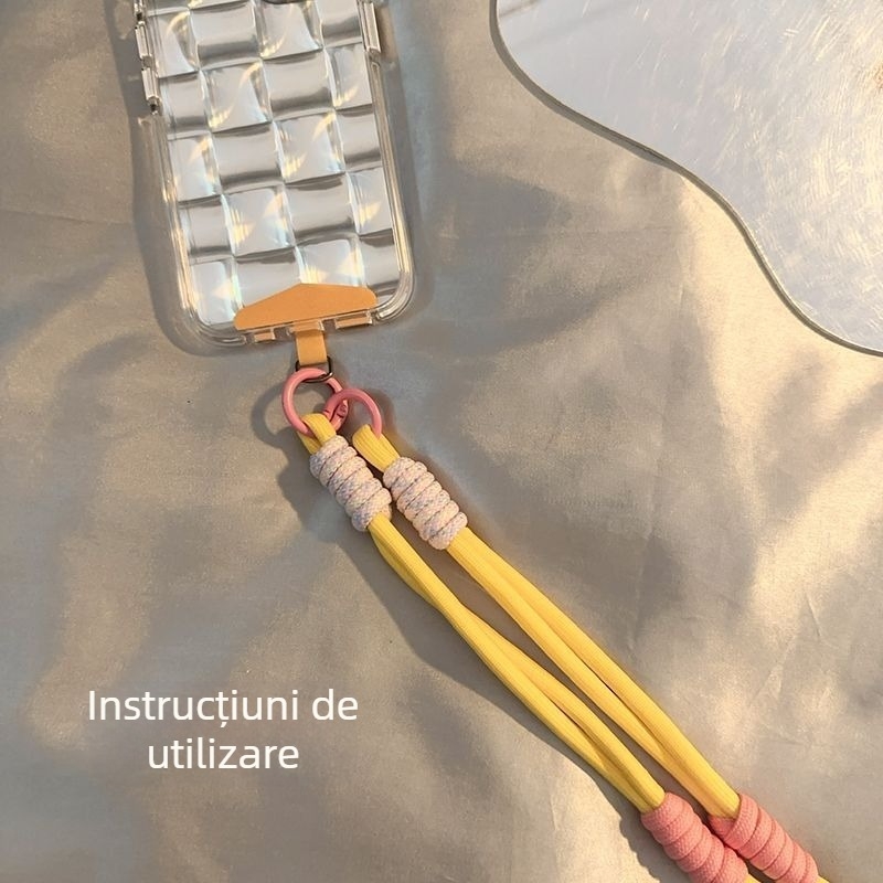 Șnur pentru telefon din poliester, cataramă metalică, unisex, model 2356