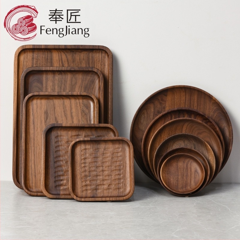 Vas de servire din lemn pentru sushi și fructe, stil japonez, suprafață cu vopsea de spray, logo imprimat