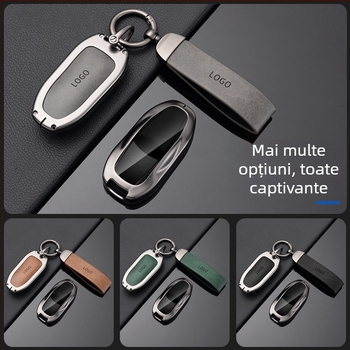 Husă cheie Tesla Model 3 — Versiune nouă, protecție pentru telecomandă și cardul cheii, aliaj de zinc, stil de înaltă clasă