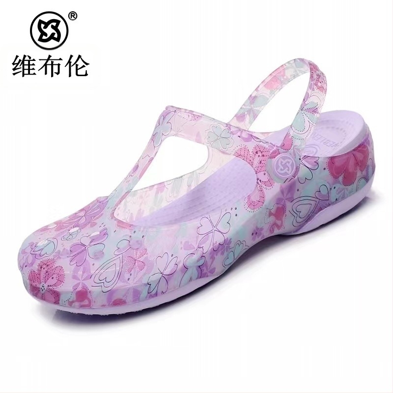 Sandale Crocs pentru femei, talpă EVA, suprafață PVC, antiderapante, respirante, grosime talpă 3-5 cm