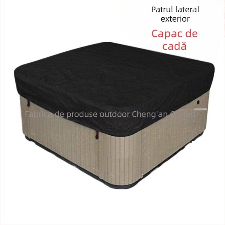 Husă pentru cadă de exterior, 210D Oxford impermeabil cu acoperire argintie, formă pătrată, demontabilă, cu husă de depozitare impermeabilă cu fermoar