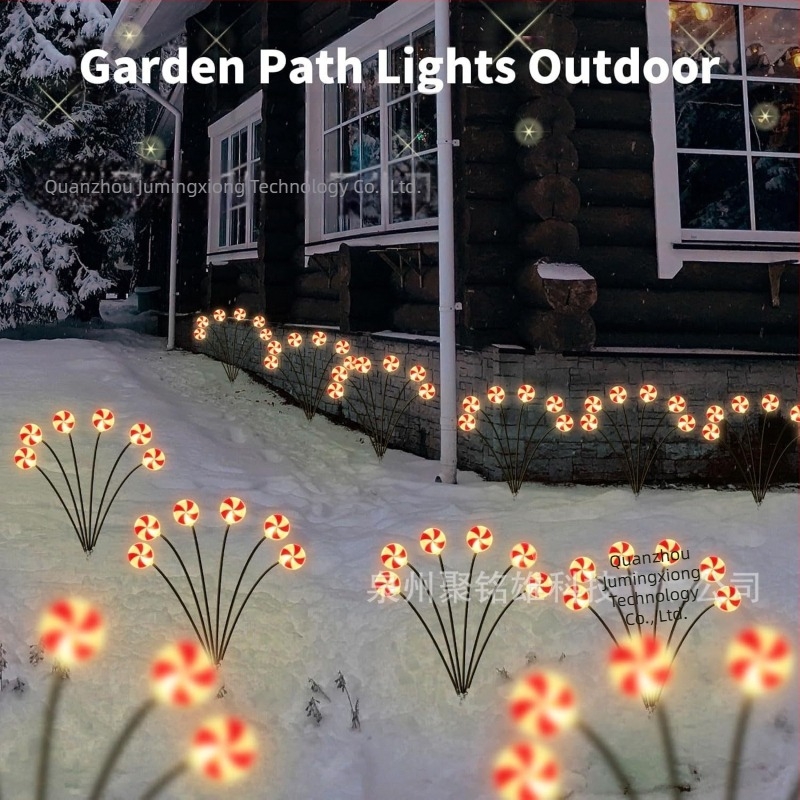 Lampa LED solară în formă de bomboană pentru stâlpul de grădină, model D285, brand JMX, comutator manual, 1.2V, 6–12 ore iluminare