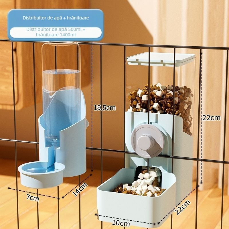 Sticlă de apă suspendată și hrănitor pentru animale mici – alimentare automată, tip cușcă