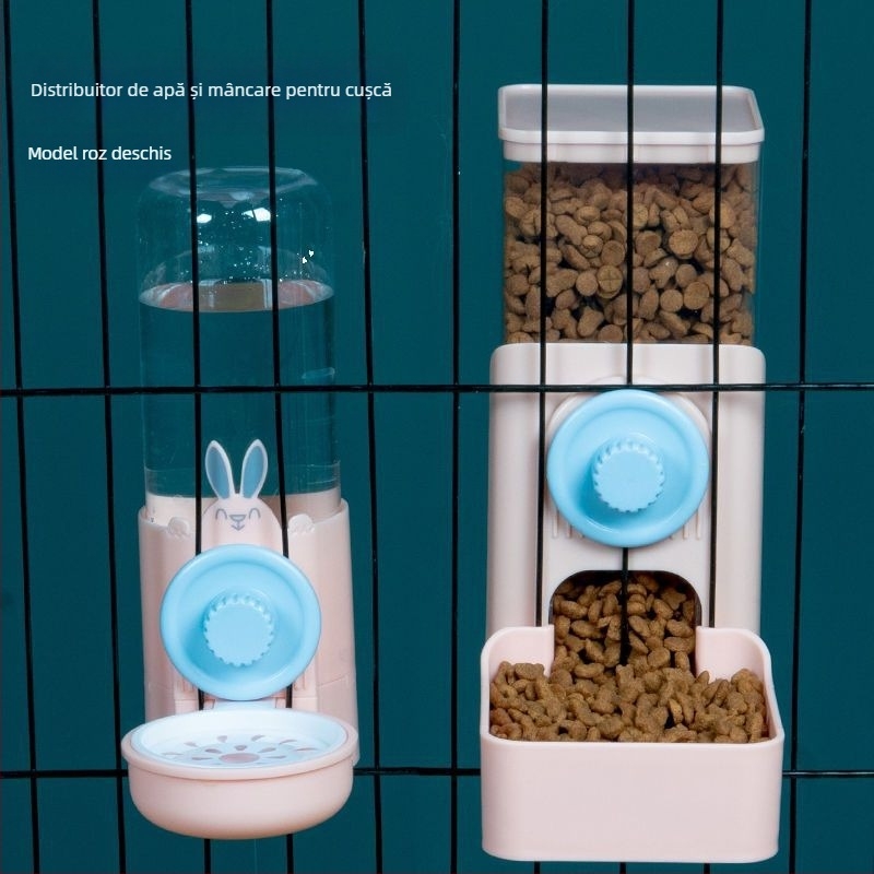 Sticlă de apă suspendată și hrănitor pentru animale mici – alimentare automată, tip cușcă