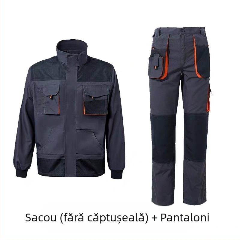 Set de echipament de lucru pentru reparații auto, țesătură Oxford rezistentă la uzură, set din două piese cu buzunare multiple, protecție împotriva prafului, posibilitatea broderiei.