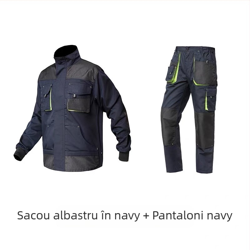 Set de echipament de lucru pentru reparații auto, țesătură Oxford rezistentă la uzură, set din două piese cu buzunare multiple, protecție împotriva prafului, posibilitatea broderiei.